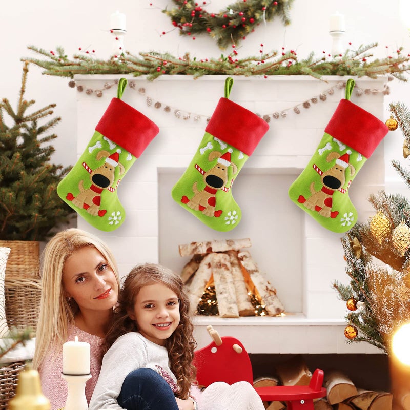WEWILL Lovely Embroidered Dogs Pet Christmas Stockings Ideal Xmas for Puppy 18-Inch Long(Dog) - Image 3